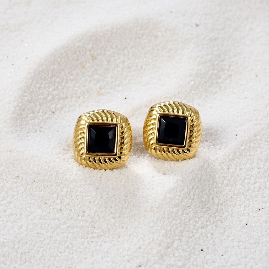 Maddie ~ black and gold studs image 3