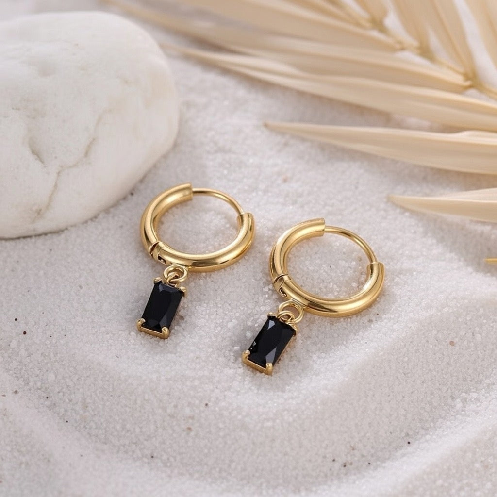 Khalani ~ Dainty Black CZ Huggies image 3