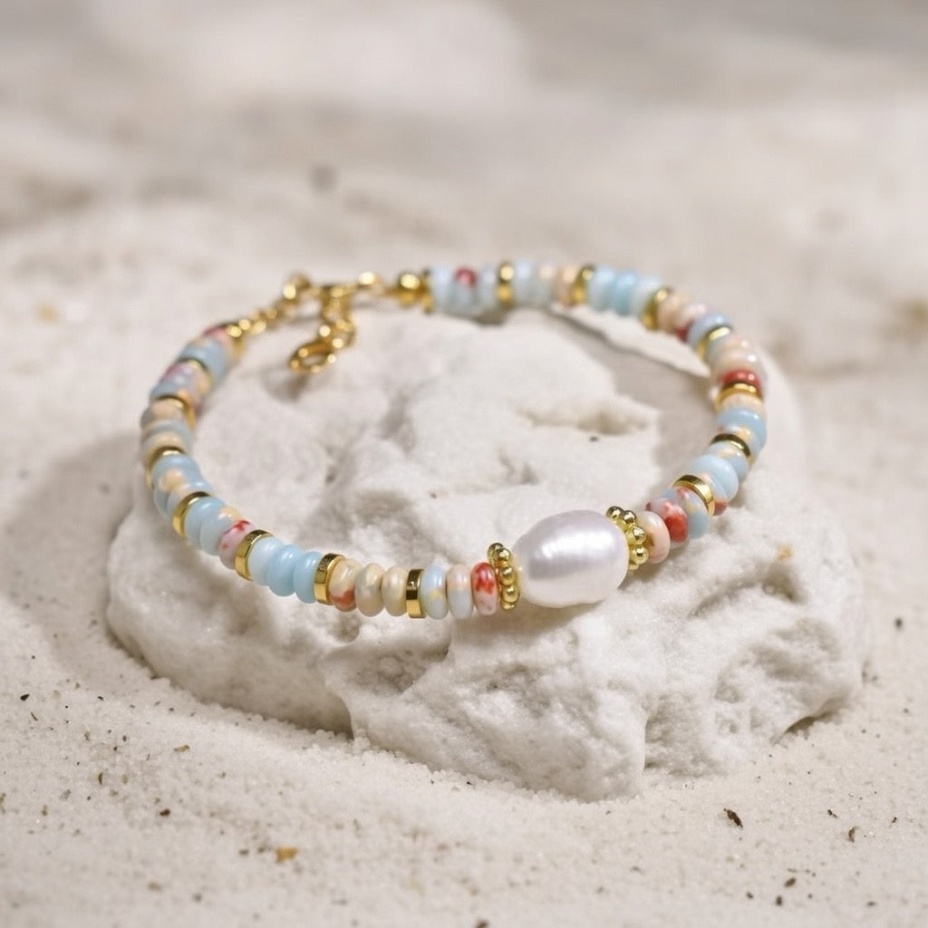 Cleo ~ Turquoise bead and pearl bracelet image 5