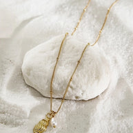 Anine ~ Seashell and Freshwater pearl necklace image 1