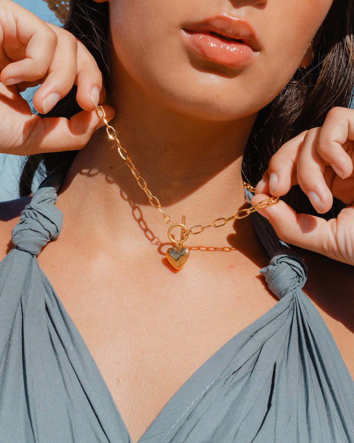 Katie ~ Gold link heart necklace image 0