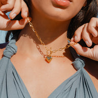 Katie ~ Gold link heart necklace image 0