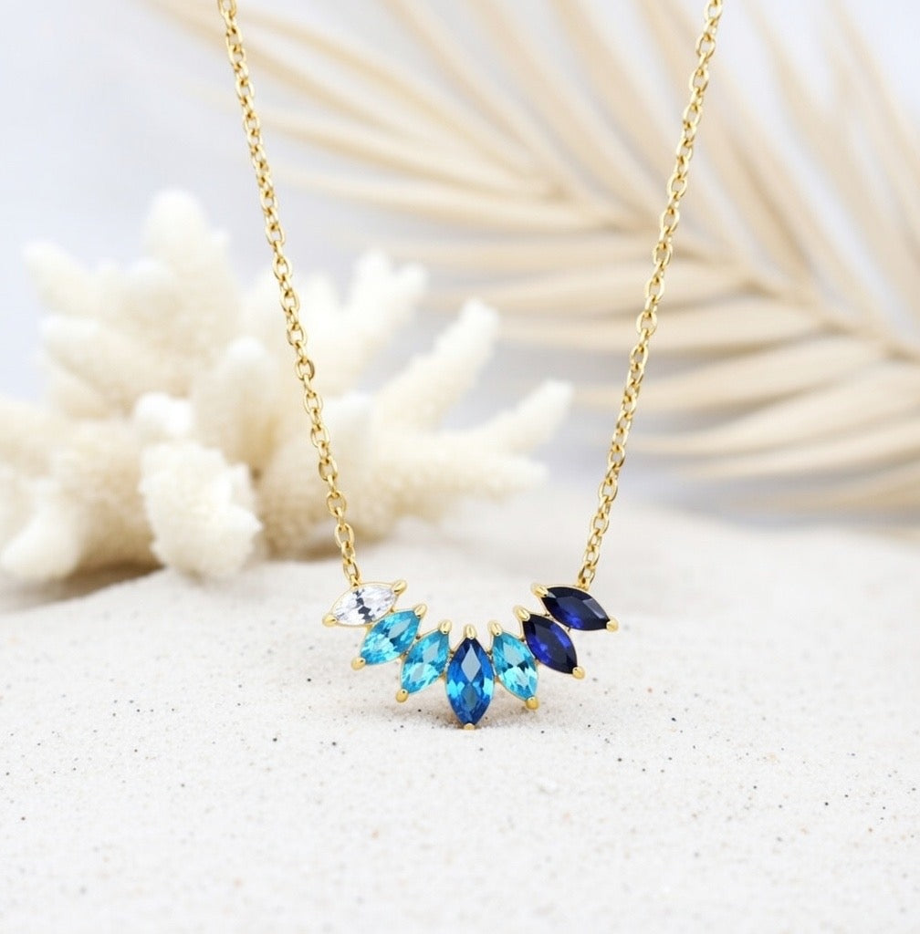 Daphne ~ Ocean blue CZ necklace image 0
