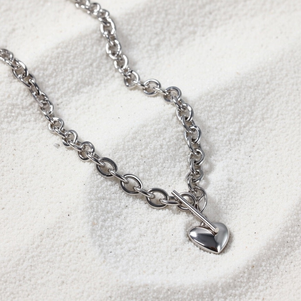 Ruby ~ Silver heart lock necklace image 3