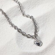 Ruby ~ Silver heart lock necklace image 3