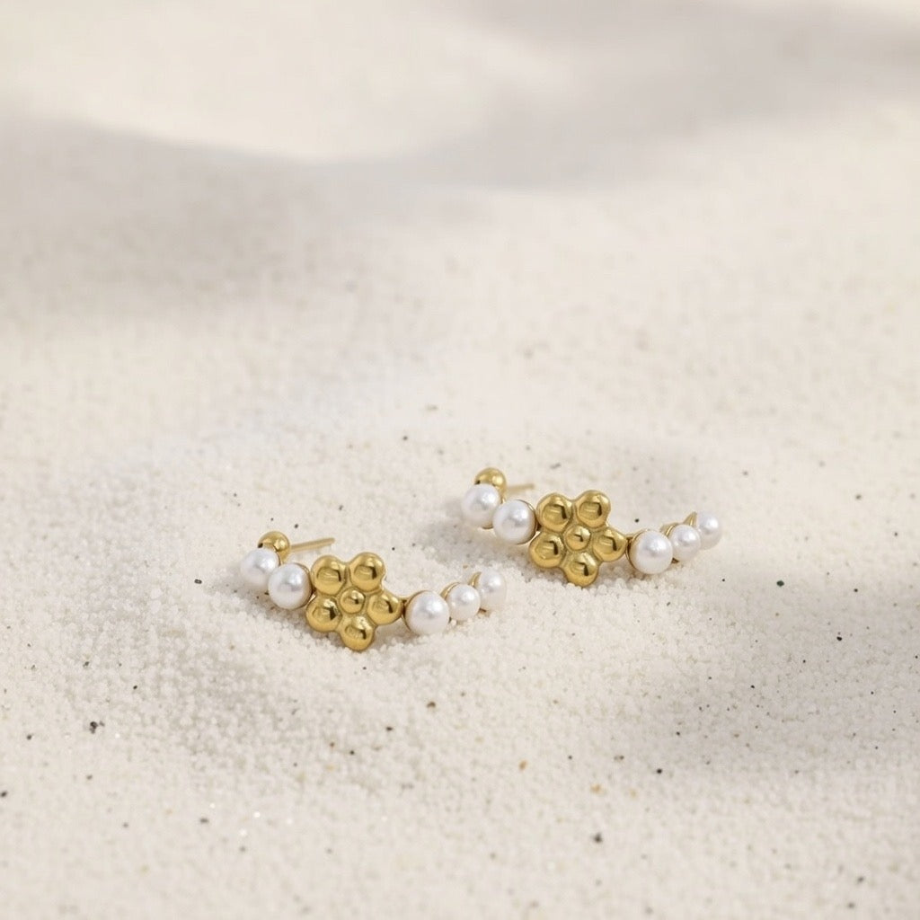 Daisy ~ Dainty flower and pearl earrings image 6
