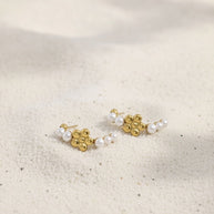 Daisy ~ Dainty flower and pearl earrings image 6