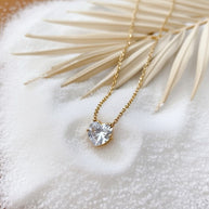 Tiffany ~ Gold CZ stone necklace image 3