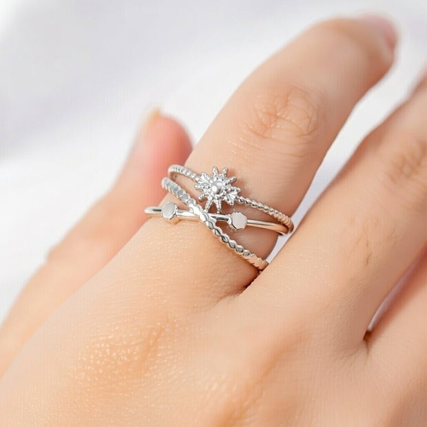 Thea ~ Silver Adjustable sun ring image 1
