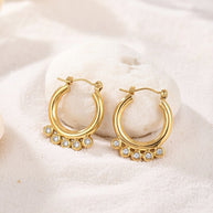 Jasmine ~Hoops with CZ stone image 0