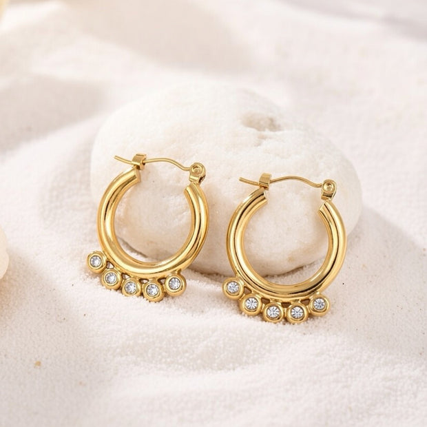 Jasmine ~Hoops with CZ stone image 0