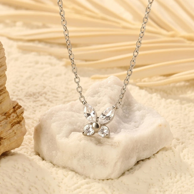 Junie ~ Silver CZ butterfly necklace image 1