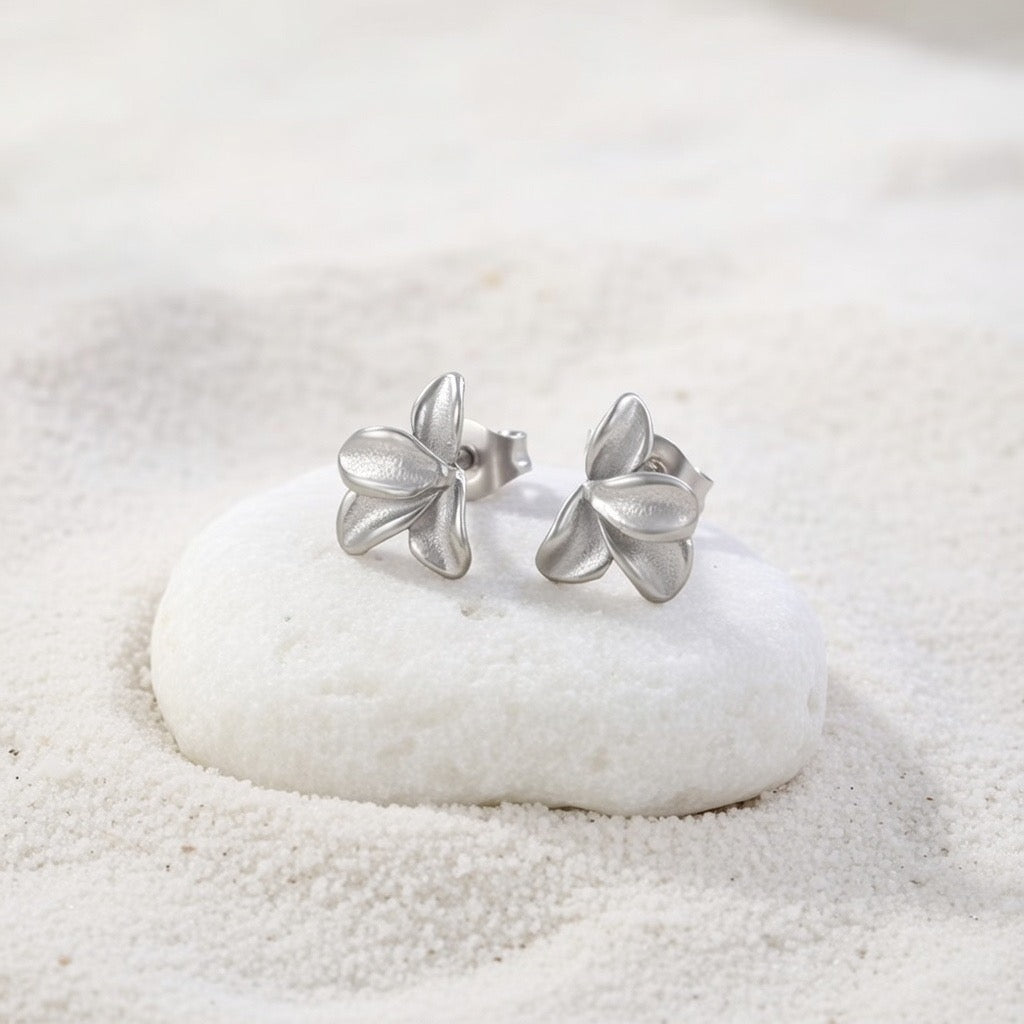 Flora ~ Silver flower petal studs image 3