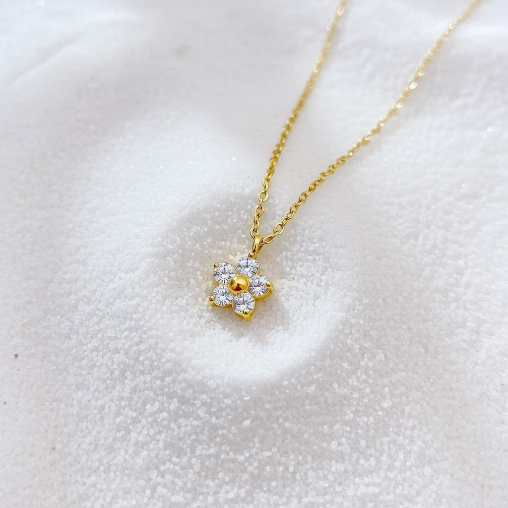 Trinity ~ Dainty CZ flower necklace image 5