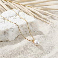 Sage ~ Gold ball chain Freshwater Pearl necklace image 7