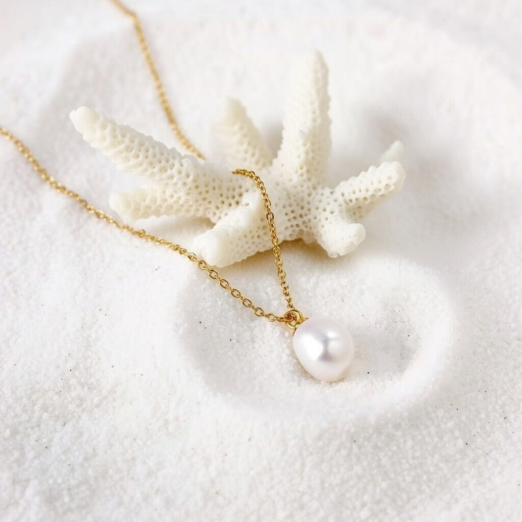Seya ~ Gold Freshwater pearl necklace image 4
