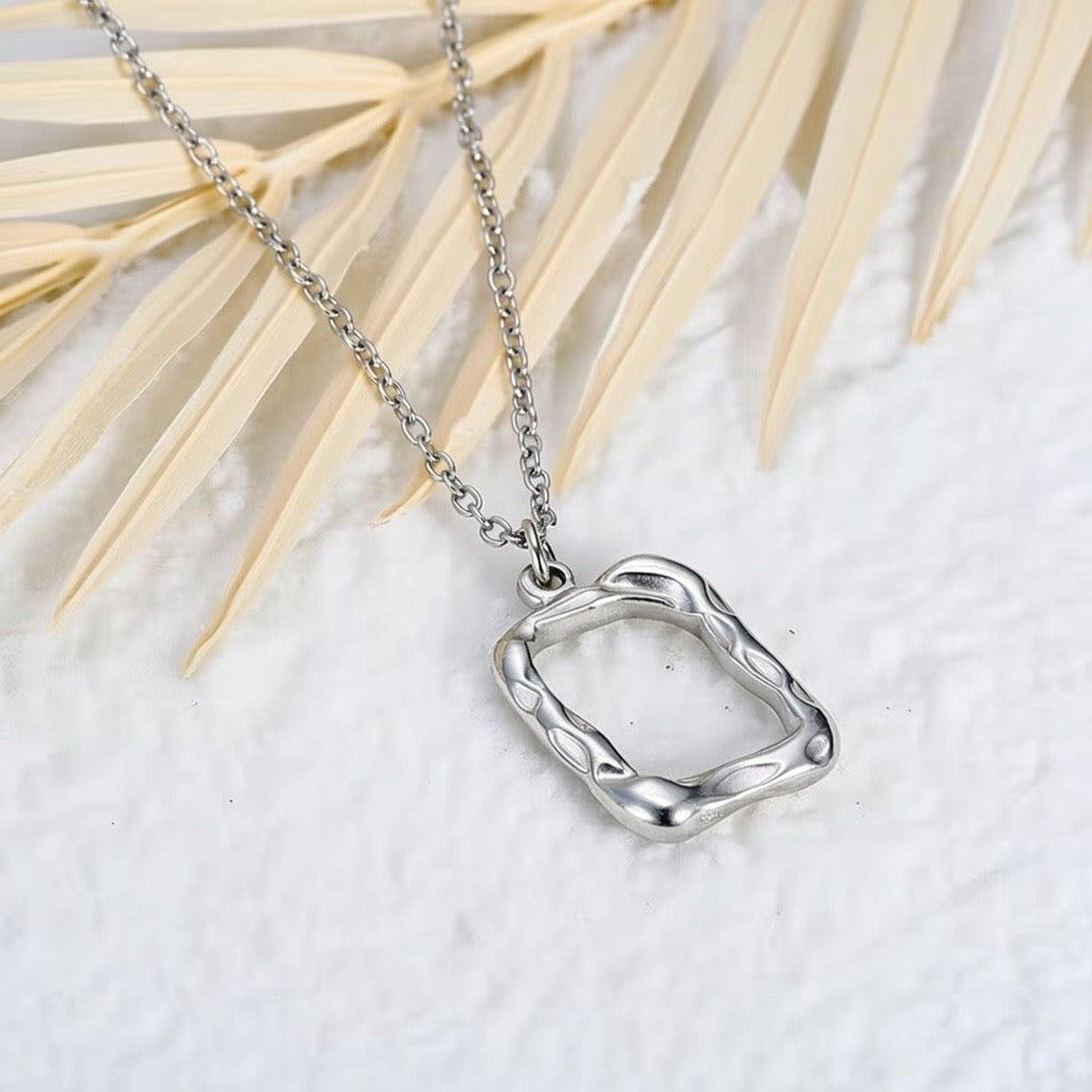 Ivy ~ Silver square abstract necklace image 3