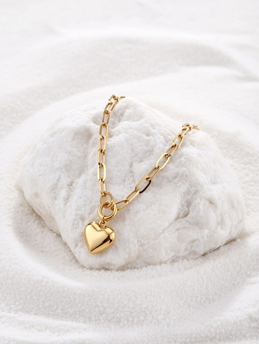 Katie ~ Gold link heart necklace image 1
