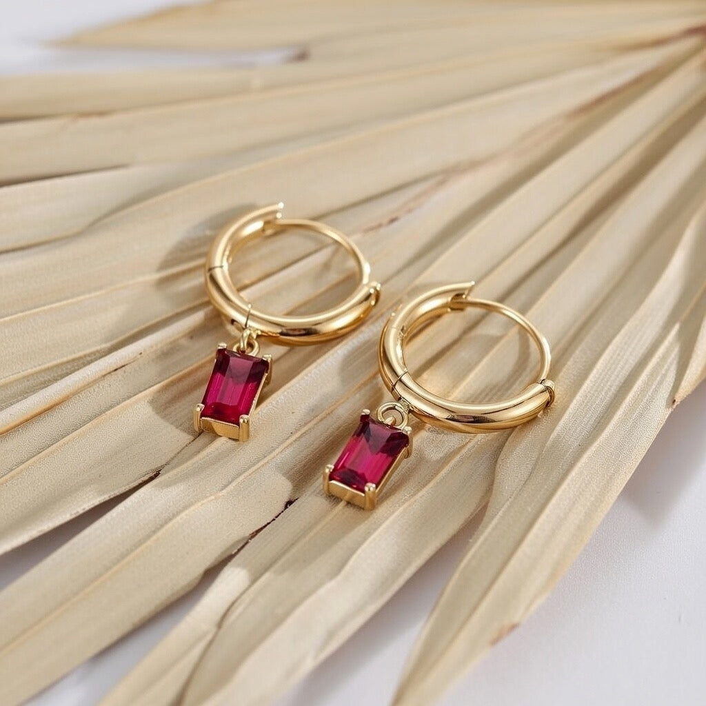 Khalani ~ Dainty Red CZ Huggies image 1