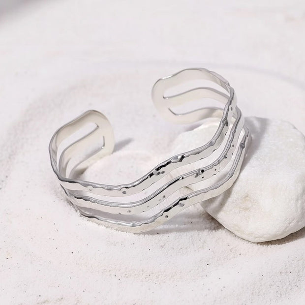 Bondi ~ Silver wave bangle image 0
