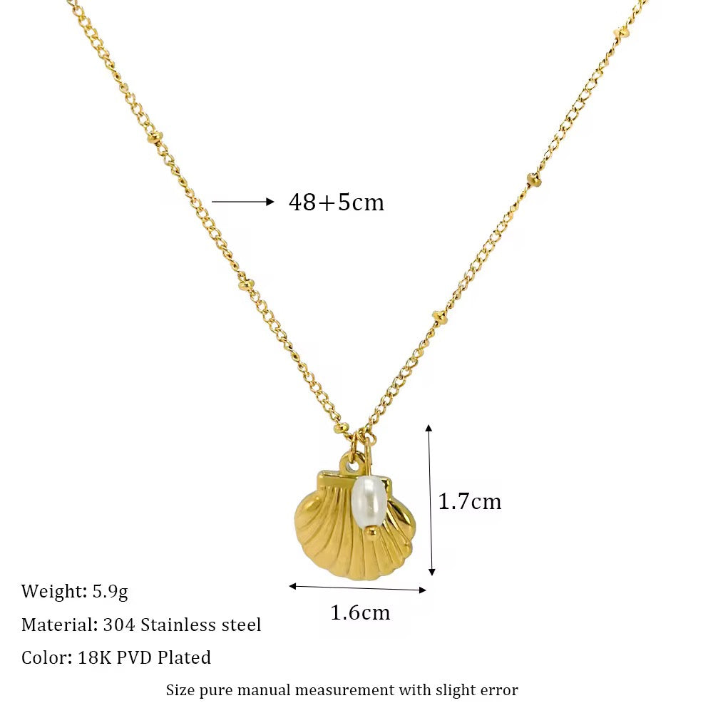 Adeline ~ Clam shellFreshwater pearl necklace image 4