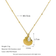 Adeline ~ Clam shellFreshwater pearl necklace image 4