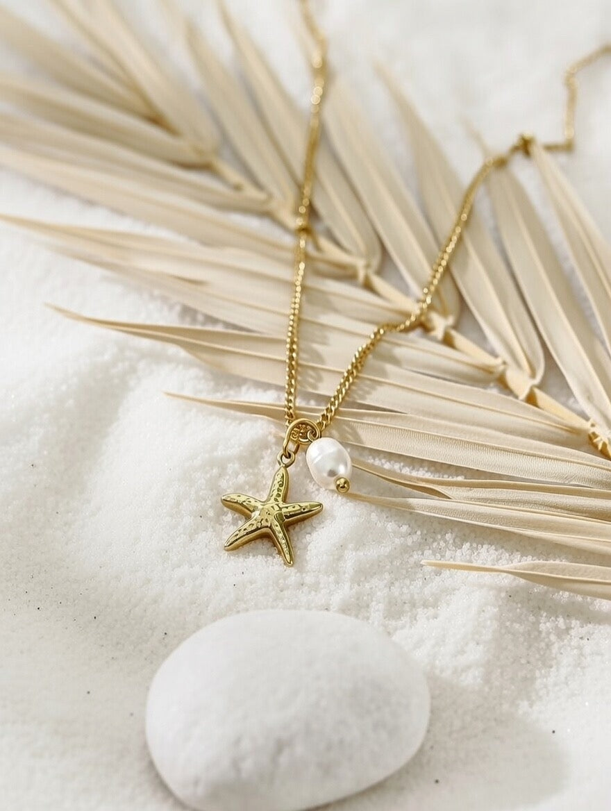 Alexia ~ Starfish and Freshwater pearl necklace image 2