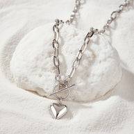 Katie ~ Silver link chain heart necklace image 6