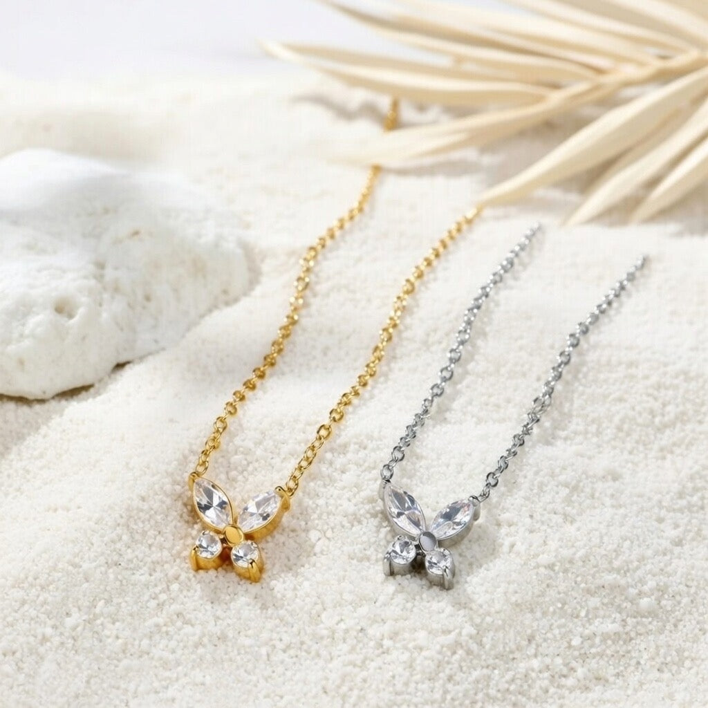 Junie ~ Gold CZ butterfly necklace image 7