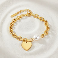 Violet ~ Freshwater pearl and heart bracelet image 3
