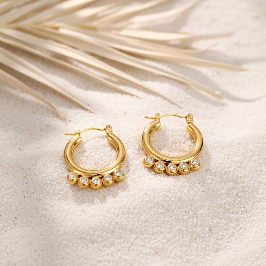 Jasmine ~Hoops with CZ stone image 2