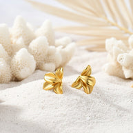 Flora ~ Dainty flower petal earrings gold image 1