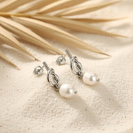 Zemira ~ Silver Knot pearl earrings image 6