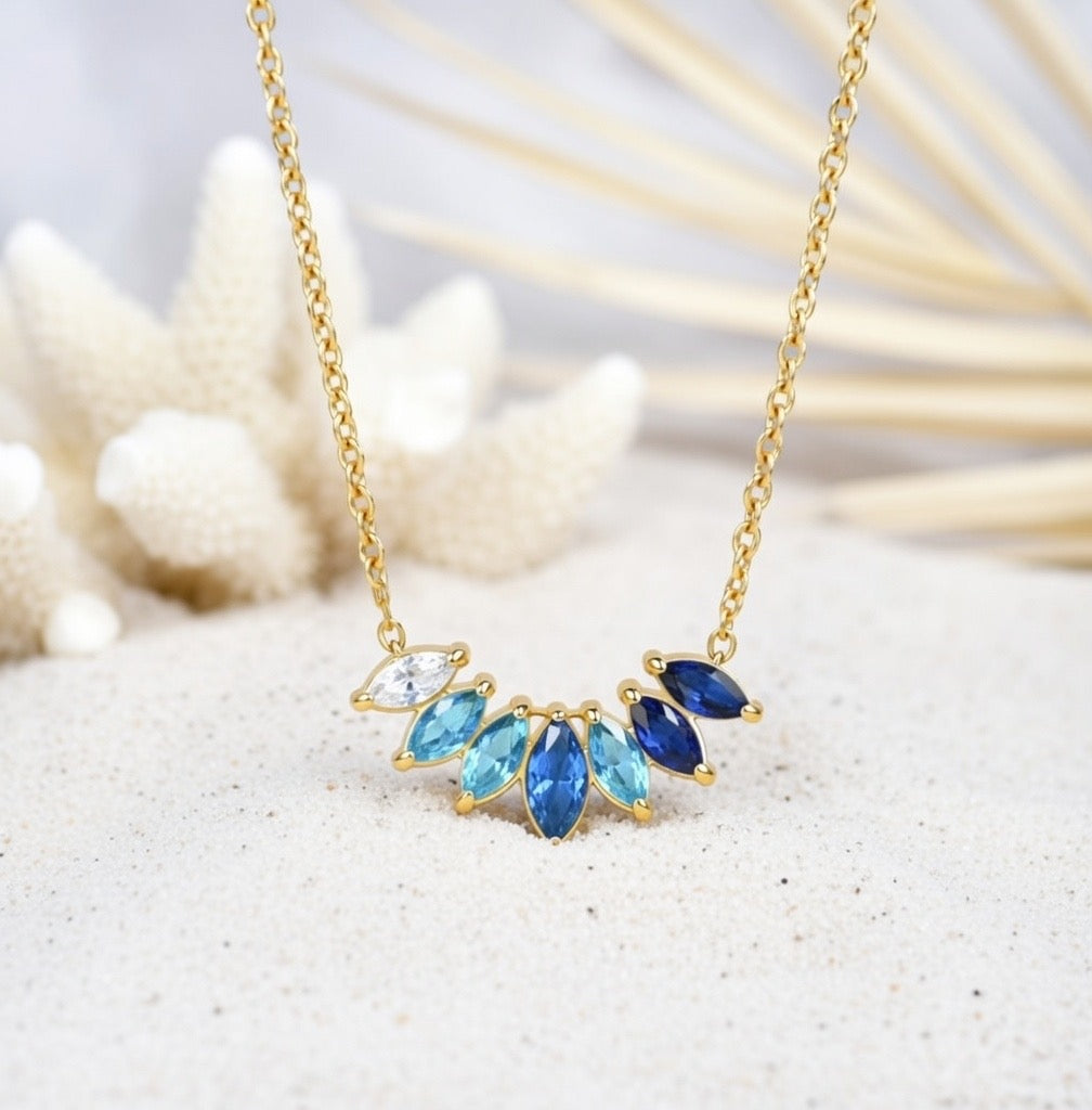 Daphne ~ Ocean blue CZ necklace image 4