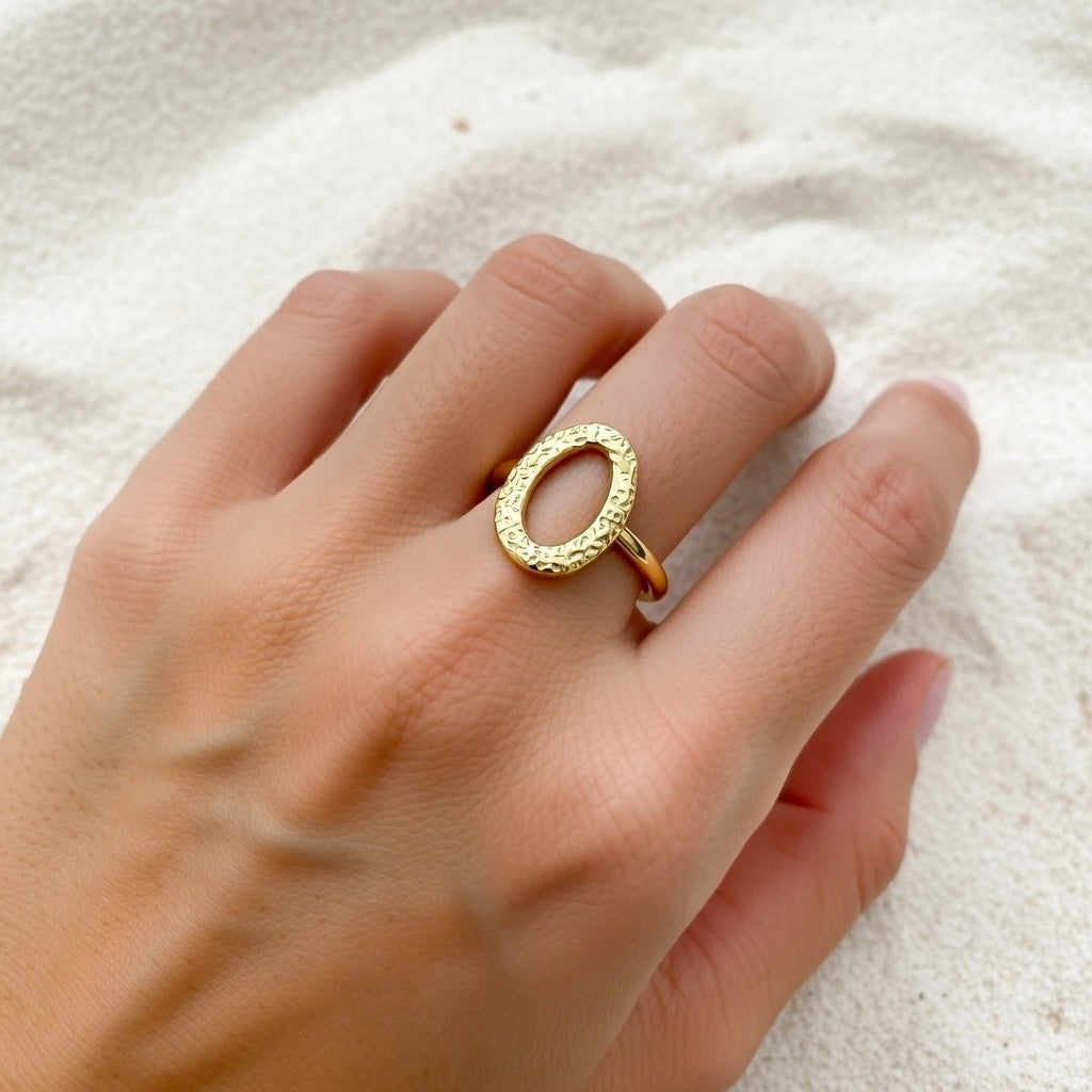 Adele ~ Hammered oval ring image 4