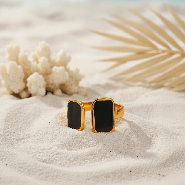 Jade ~ Black abstract ring image 0