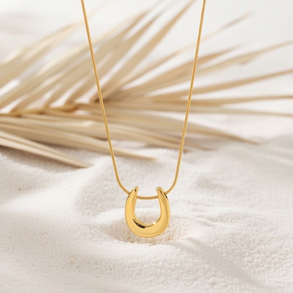 Zuri ~ Gold horseshoe necklace image 1