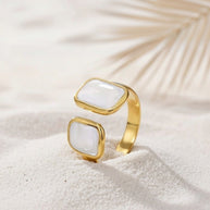 Jade ~ White Abstract Ring image 0