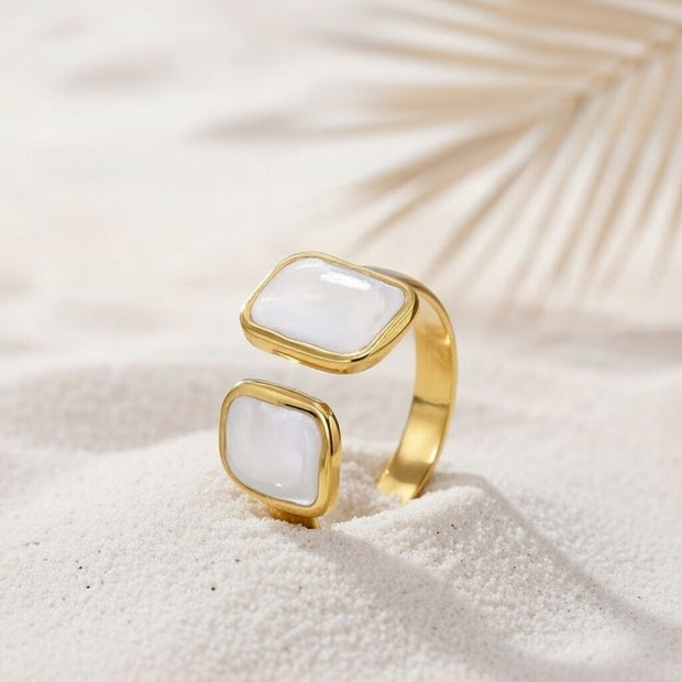 Jade ~ White Abstract Ring image 0