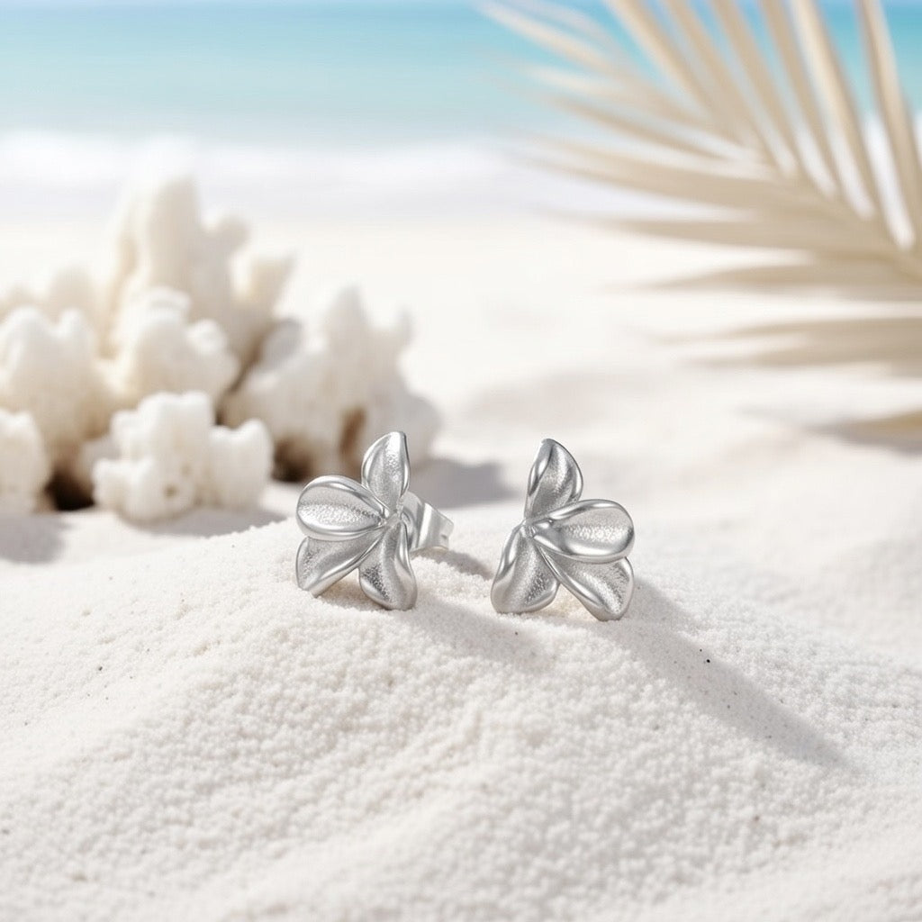 Flora ~ Silver flower petal studs image 2