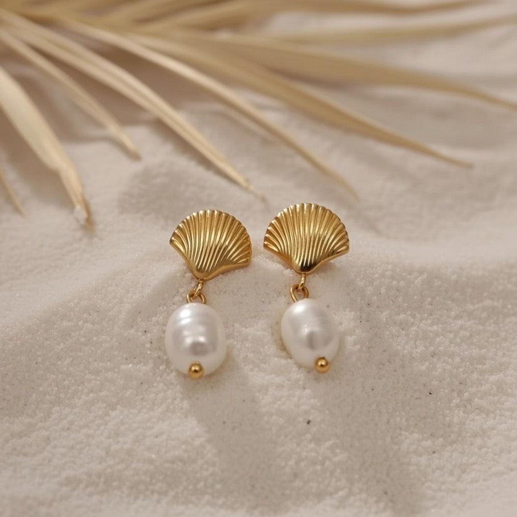 KiKi ~ Seashell & Freshwater pearl earrings image 3