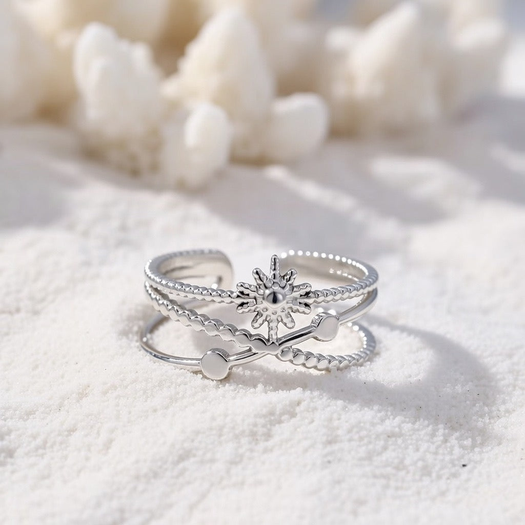 Thea ~ Silver Adjustable sun ring image 2