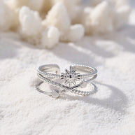 Thea ~ Silver Adjustable sun ring image 2