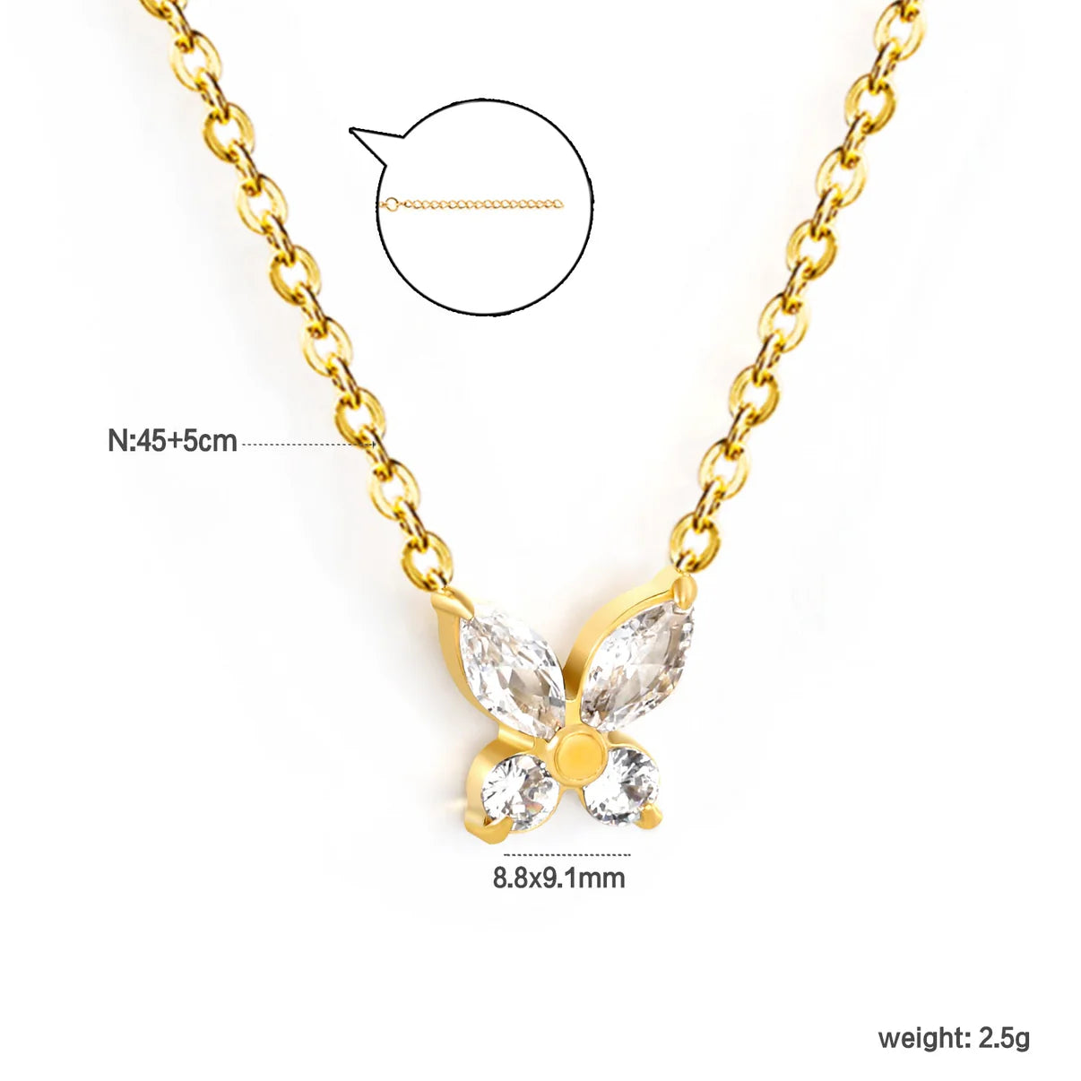 Junie ~ Gold CZ butterfly necklace image 6