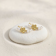 Daisy ~ Dainty flower and pearl earrings image 5