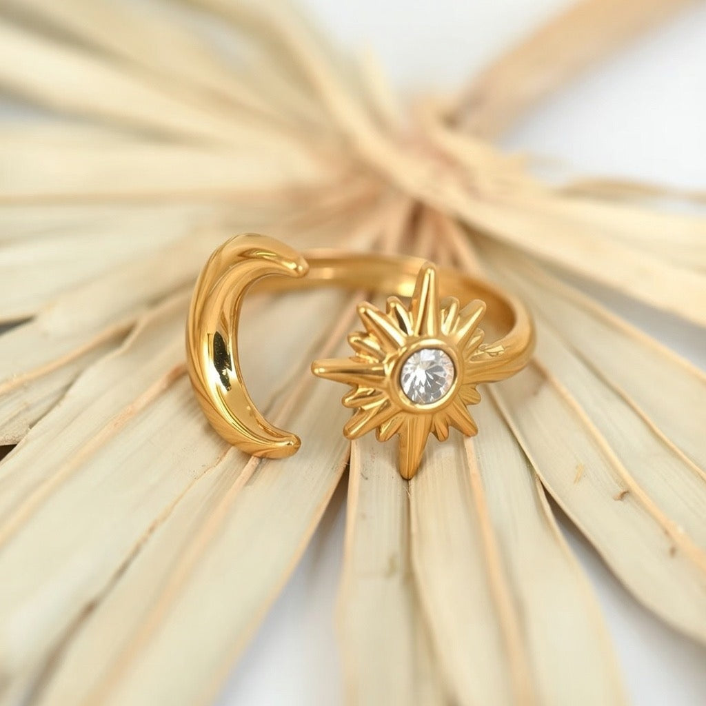 Misty ~ Gold Sun and Moon ring image 4