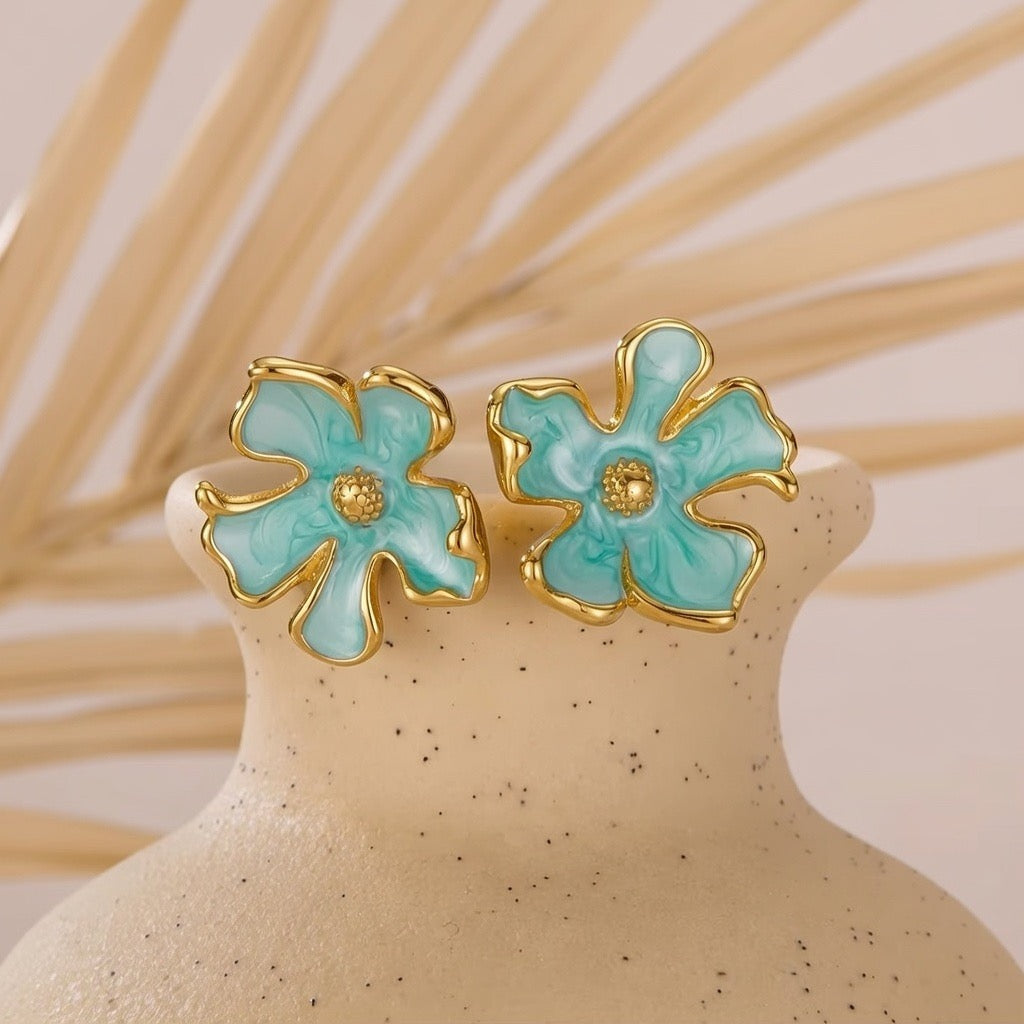 Olivia ~ blue flower earrings image 1
