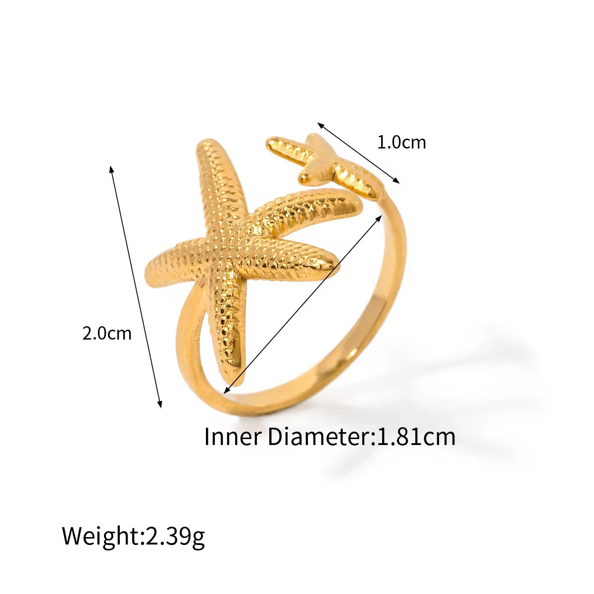 Alora ~ Gold Starfish ring image 8