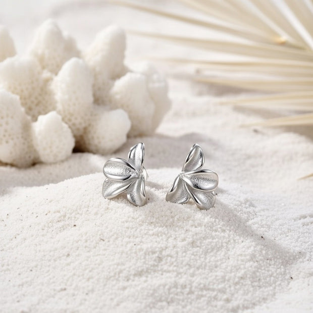 Flora ~ Silver flower petal studs image 1