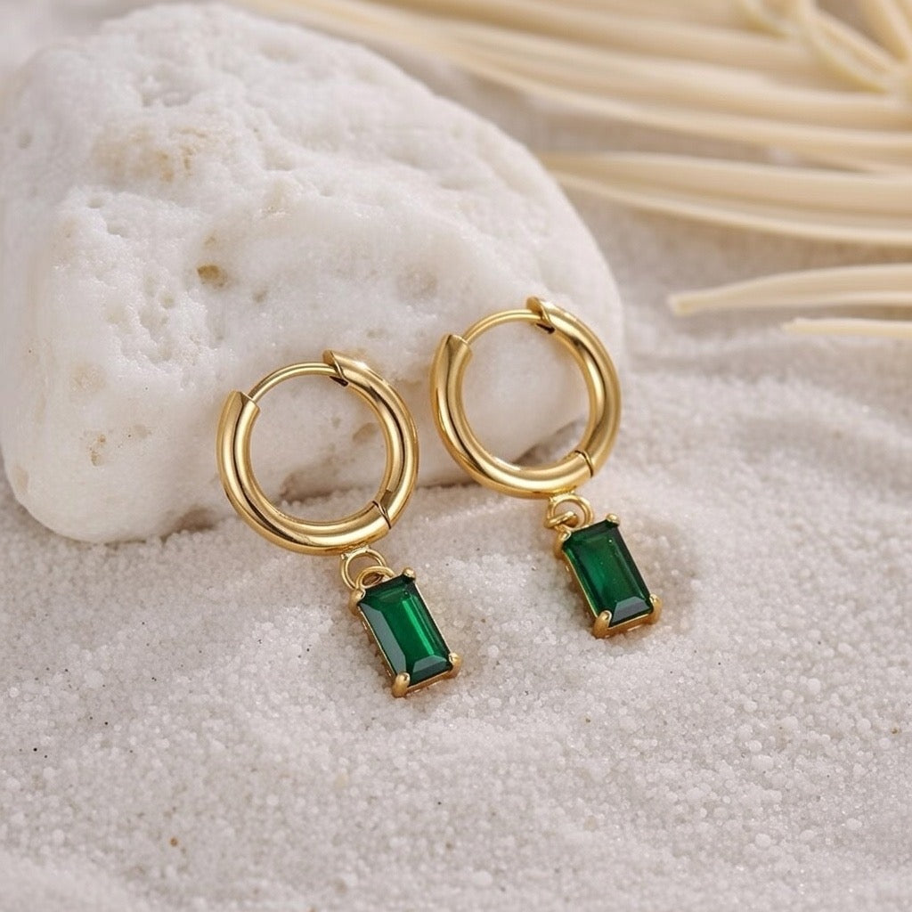 Khalani ~ Dainty Green CZ Huggies image 1